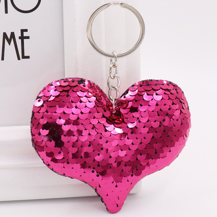 Wholesale Double Sided Reflective Sequin Love Keychain